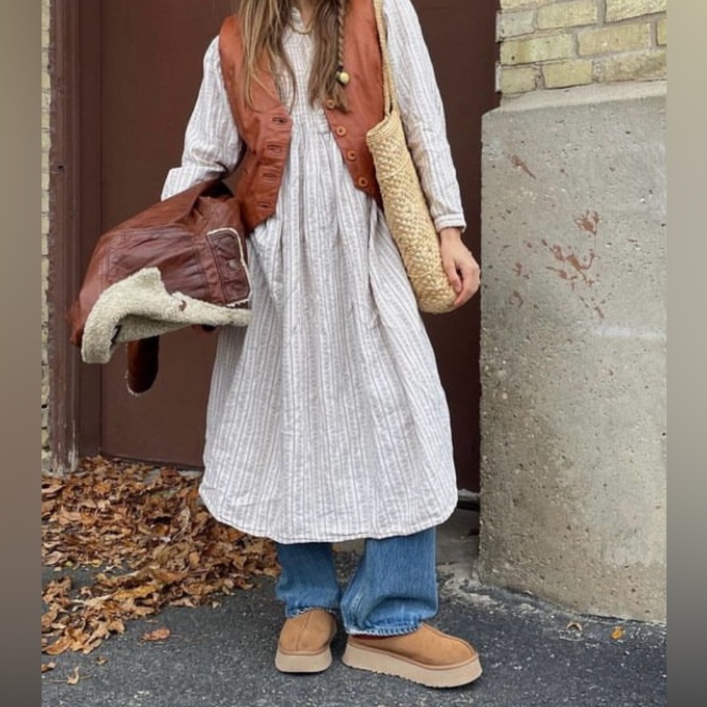 Vintage LL bean cream floral dress